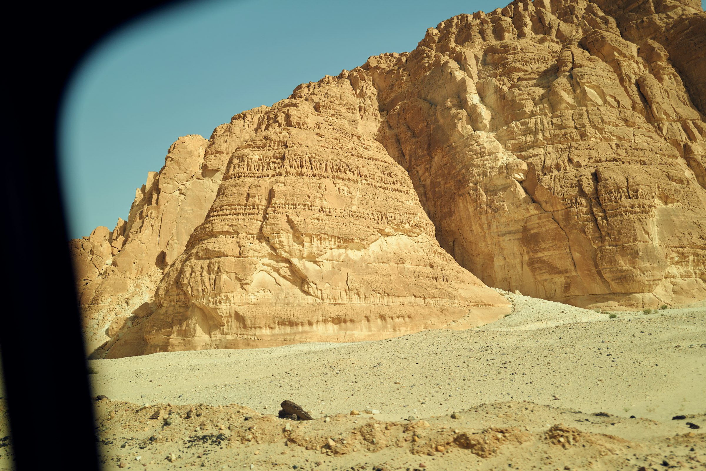 Rugged granite peaks of the Sinai mountains at dawn near Saint Catherine
